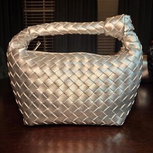 Elegant Silver Woven Handbag- Brand New